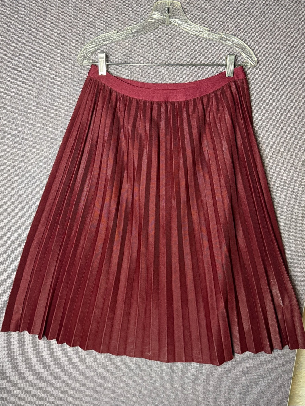 Pleated Fall or Holiday Midi Skirt in Wine Red